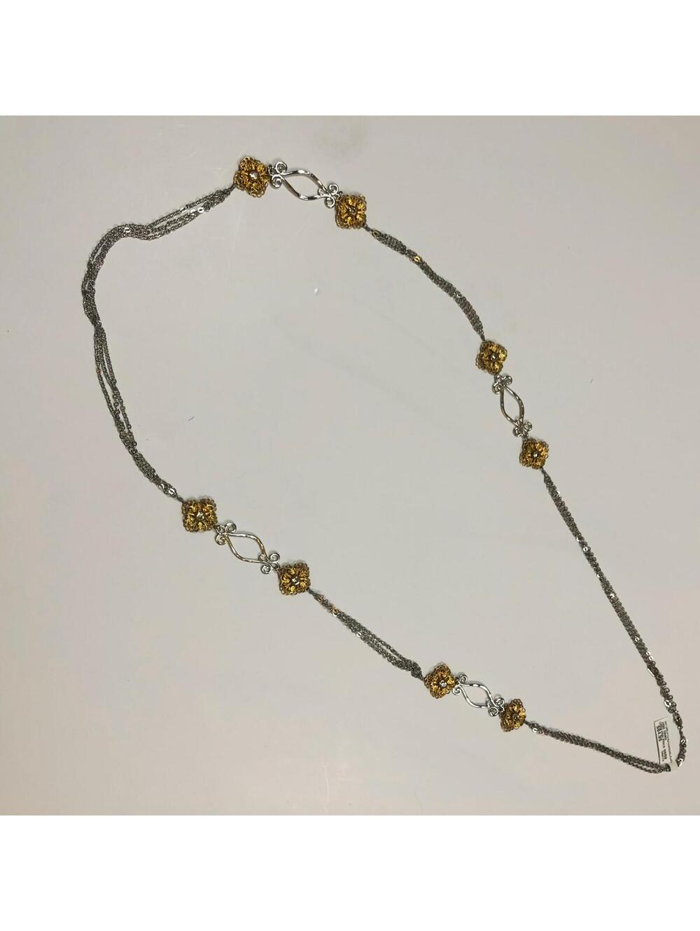 Jill Jacobson 2-tone Crystal filigree 47" necklace $84 nwt